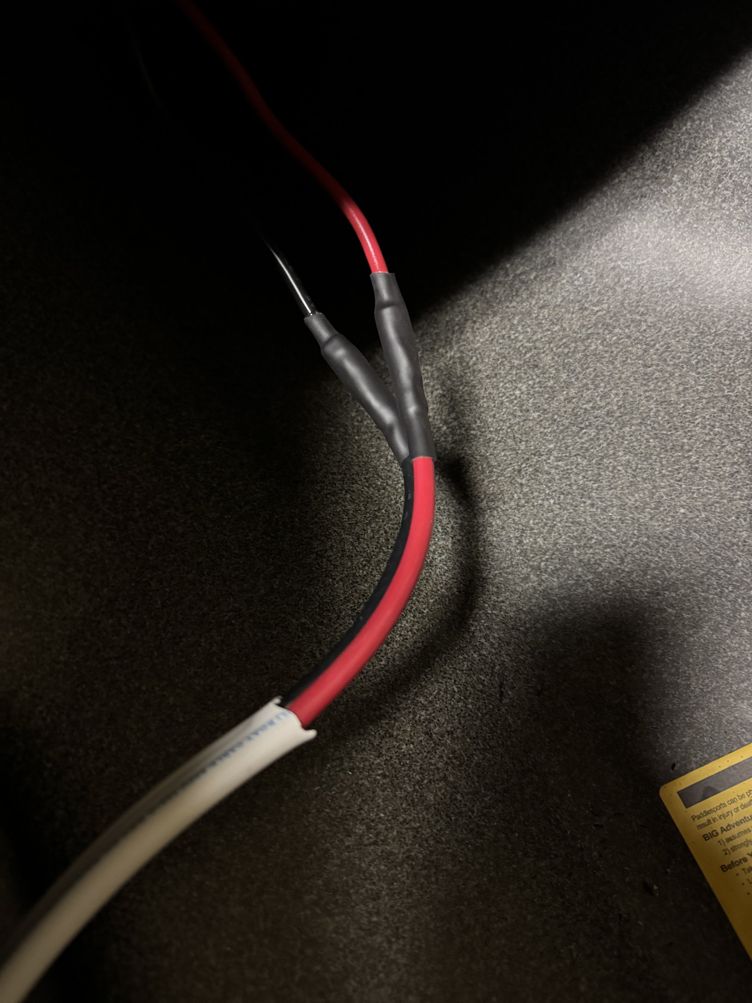  Inside kayak splice to motor plug receptacle. 